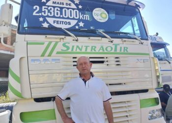Sintrão TIR com recorde de quilometragem num camião DAF